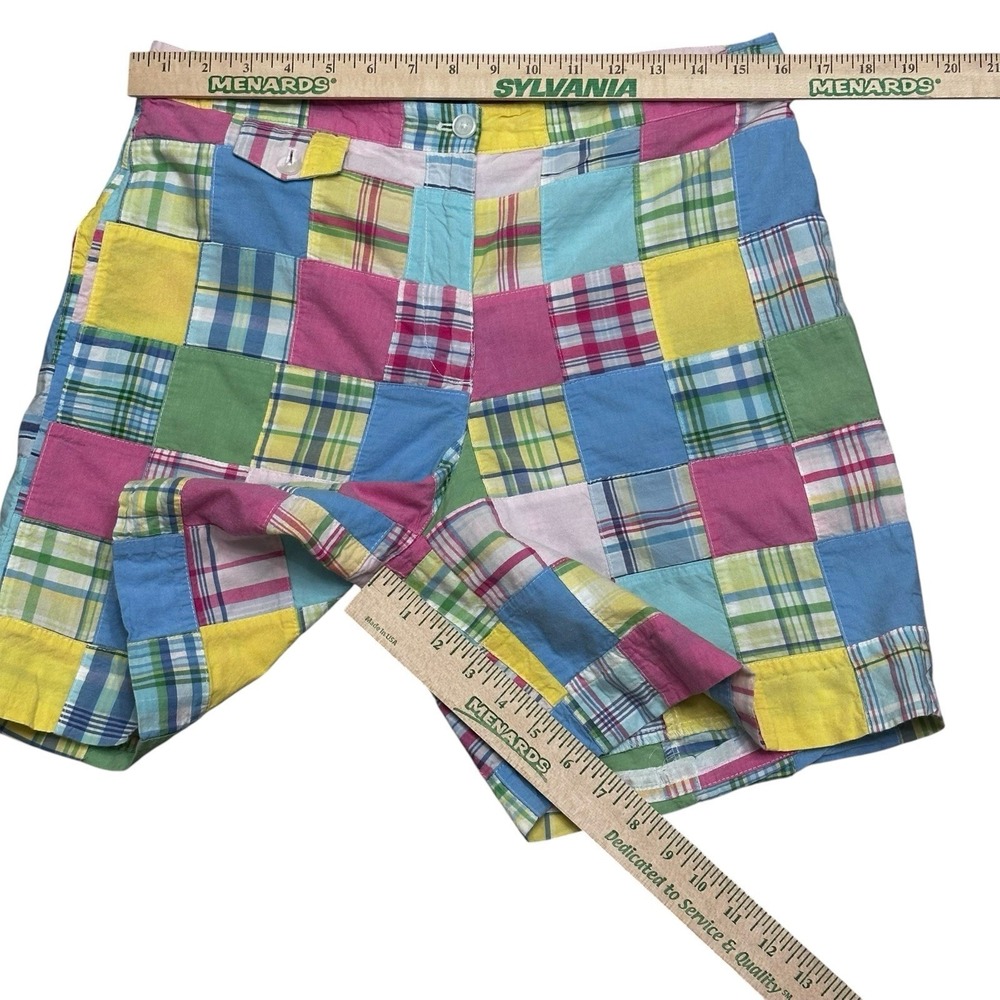 Womens Brooks Brothers 346 Pink Patchwork Madras Shorts Size 8 Cotton Preppy - Picture 3 of 9